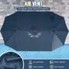 Costway 15.5 FT Extra-Large Patio Umbrella with LED Solar Lights & 12 Heavy-Duty Ribs Navy