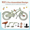 Costway 16" Kids Bike With Adjustable Saddle Handlebar Removable Training Wheels Handbrake Green