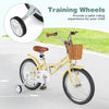 Costway 18" Kids Bike With Height Adjustable Handlebar Seat Basket Bell Training Wheels Yellow