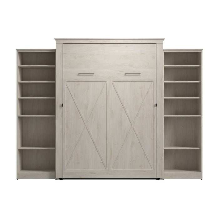 Bestar Key West Queen Murphy Bed with Closet Organizers (119 W) - Linen White Oak