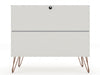 Rockefeller Mid-Century Modern 35" Dresser in Off White (3-Drawer) - Set of 2 | Commode Rockefeller Mid-Century Modern 89 cm en blanc casse (3 tiroirs) – Lot de 2