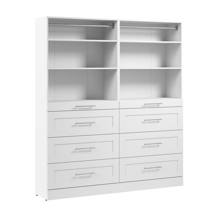 Bestar Florence 71\" Modular Reach-In/Walk-In Closet System with Storage - White
