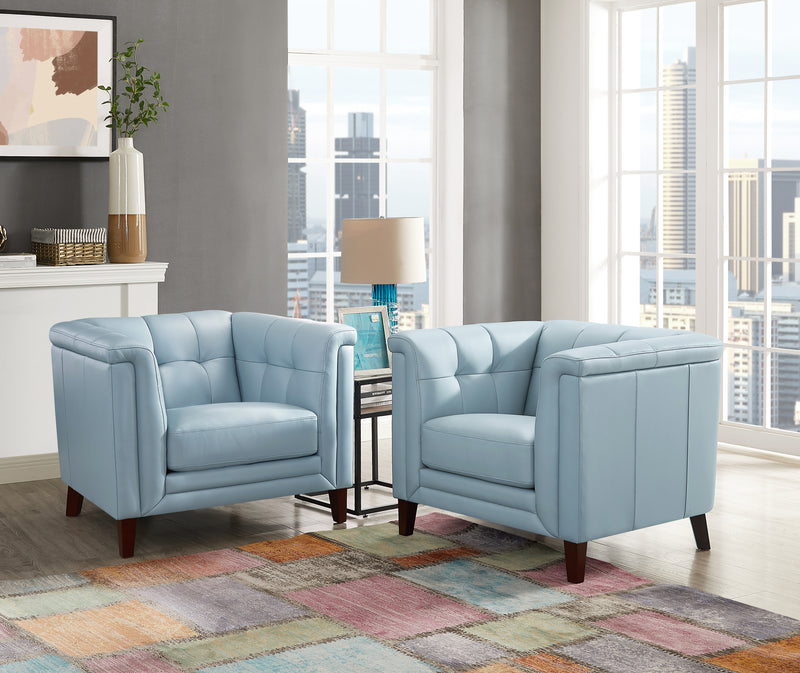 Hydeline Bodie Leather Chair - Spa Blue