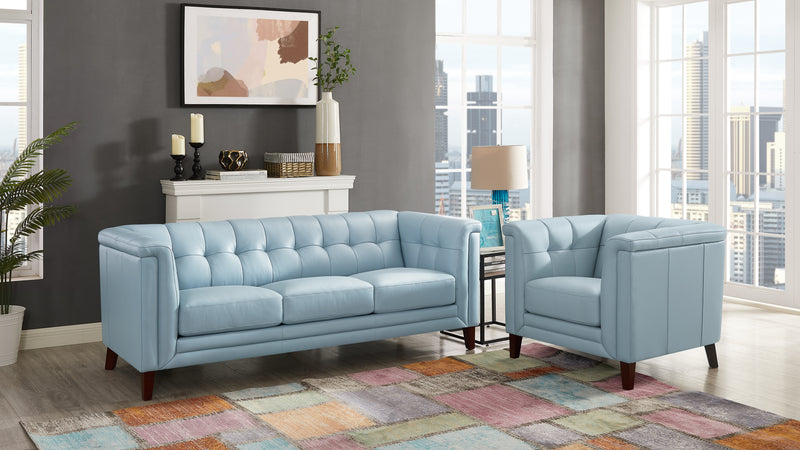 Hydeline Bodie Leather Chair - Spa Blue