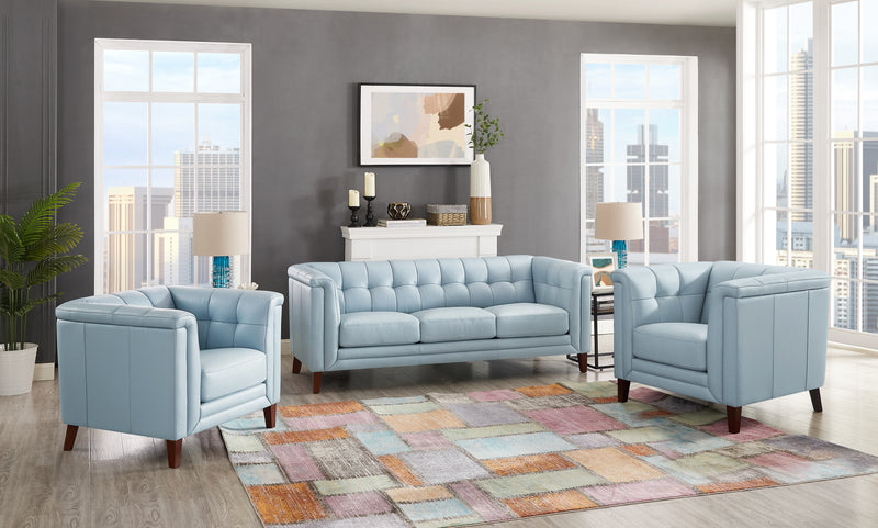 Hydeline Bodie Leather Chair - Spa Blue