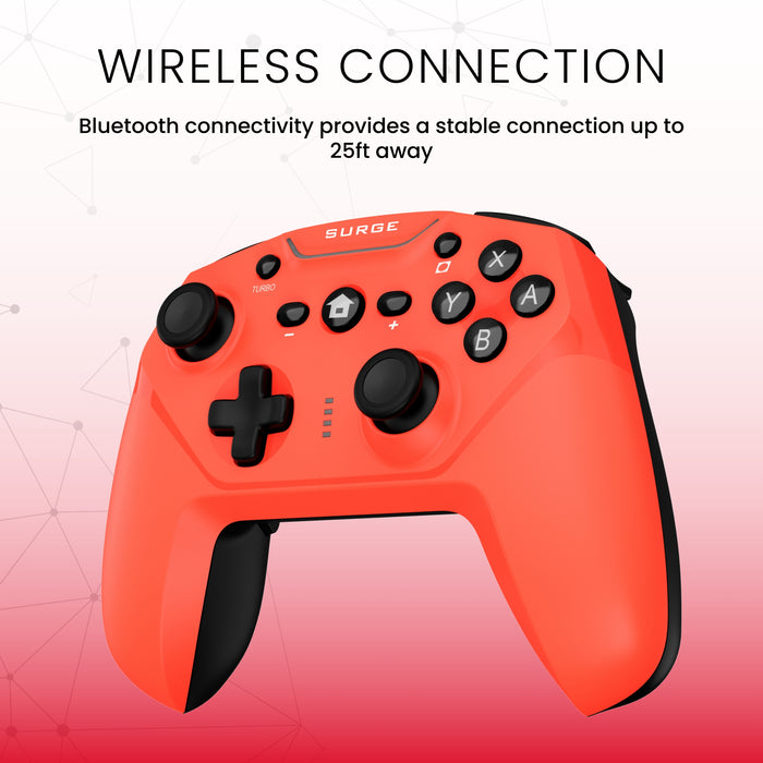 Surge Nintendo Switch Wireless Pro Neon Red Controller