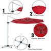 Costway 11' Patio Cantilever Offset Umbrella 360 degrees Rotation Aluminum Tilt Red
