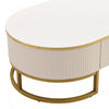 Edison 47.2" Oval Engineered Wood Coffee Table With Storage Drawers - White | Table Basse Ovale Edison De 47,2" En Bois Composite Avec Tiroirs De Rangement - Blanche
