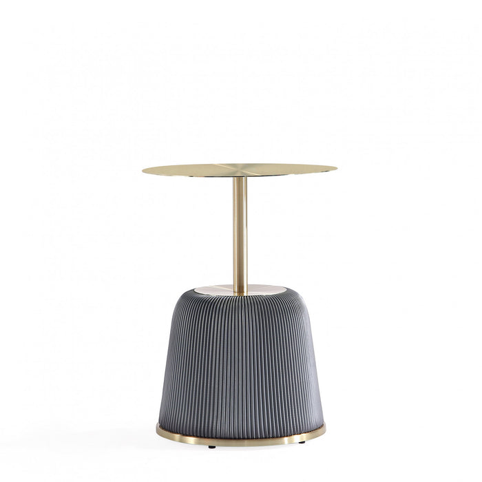 Anderson Modern Metal Top Upholstered End Table in Gray - Set of 2