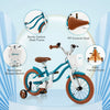 Costway 14" Kid's Bike With Removable Training Wheels & Basket For 3-5 Years Old Blue