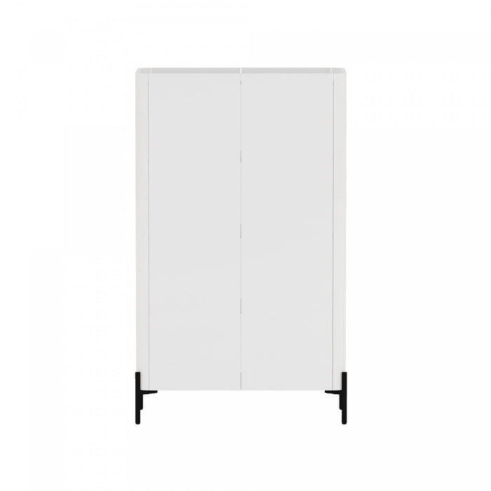 Abbey Modern 32\" Tempered Glass Bookcase Cabinet in White (4-Shelf)