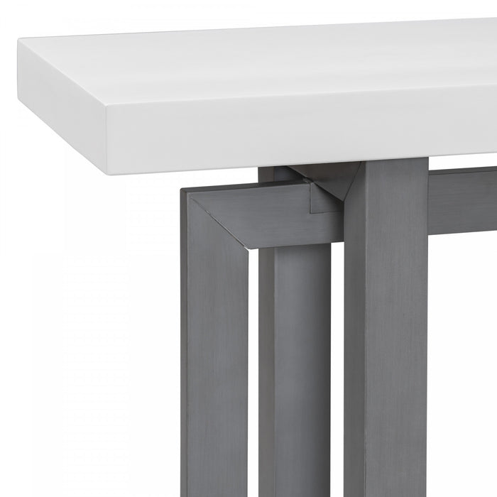 Ethan 59.1'' Triple Rectangle Design Painted Entryway Table with Pine Wood Legs,White Sofa Table