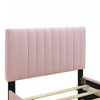 Ethan Space-Saving Velvet Upholstered Platform Bed with Trundle,Twin Size,Pink Twin Bed | Lit plateforme Ethan rembourre en velours, gain de place, avec tiroir gigogne, taille simple, rose