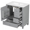 Emma 30" Solid Wood Bathroom Vanity with Ceramic Sink and Soft-Close Door, Grey | Emma Meuble-lavabo en bois massif de 30" avec vasque en ceramique et porte a fermeture douce, Gris