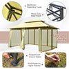 2-tier 10'x13' Steel Gazebo Canopy Tent Shelter Patio Garden Outdoor Netting Beige