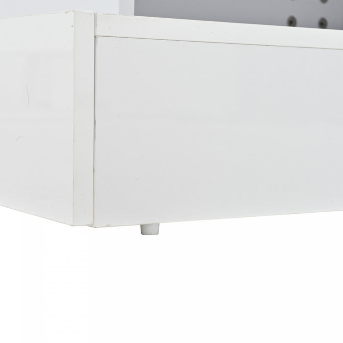 Lumina 25.5 Inch Square Lift-Top Coffee Table with LED Lights and Dual Drawers, White