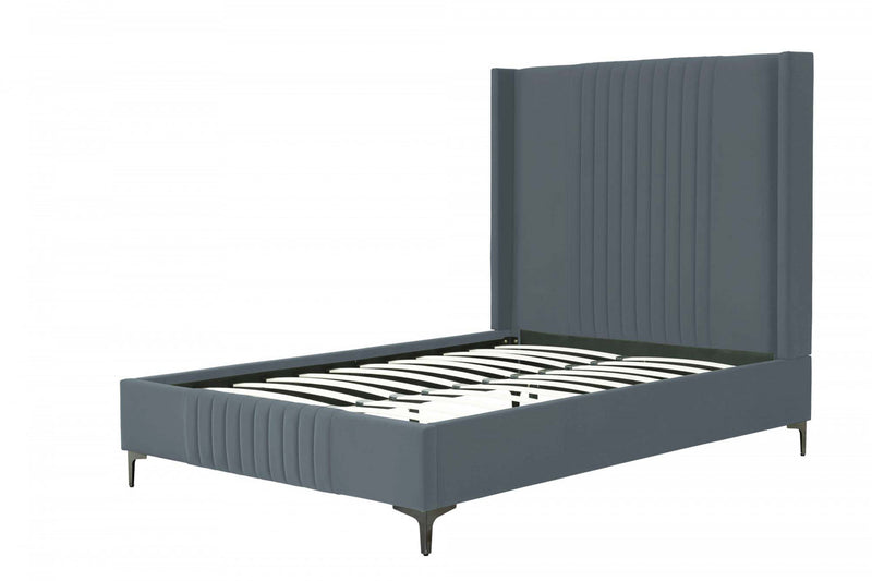 Promenade Mid-Century Modern Upholstered Velvet Full Bed in Gray
