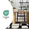 Florence Black White Dynamic Geometric Design, 6'7" x 9'6" Indoor Area Rug | Motif geometrique dynamique noir et blanc Florence, 6'7" x 9'6"