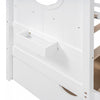 Jeames Wood House Bed with 2 Storage Drawers and Shelf,Twin Size - White | Lit Maison Jeames en Bois avec 2 Tiroirs de Rangement et Etagere, Taille Twin - Blanc