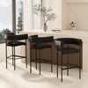 Onda Contemporary Vegan Leather Metal Upholstered Barstool in Black | Tabouret de bar contemporain Onda en cuir vegetalien et metal, rembourre, noir