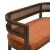 Rattan 47.5 Inch Rattan Upholstered Loveseat with Hand-Woven Backrest, Dark Orange, Walnut | Rattan Causeuse Rembourree en Rotin 47.5 po avec Dossier Tisse Main, Orange Fonce, Noyer