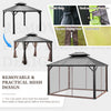 Costway 12ft X 10ft Hardtop Gazebo 2-tier Outdoor Galvanized Steel Canopy Brown