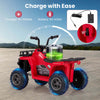 Costway Kids Ride On Electric Atv 6v 4-wheeler Quad Car With One-button Start Tread Tires Red