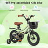 Costway 12" Kid's Bike With Training Wheels Adjustable Handlebar & Seat Handbrake Green