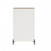 Abbey Modern 32" Tempered Glass Bookcase Cabinet in Maple and Off White (4-Shelf) | Armoire bibliotheque moderne Abbey 32" en verre trempe, erable et blanc casse (4 etageres)
