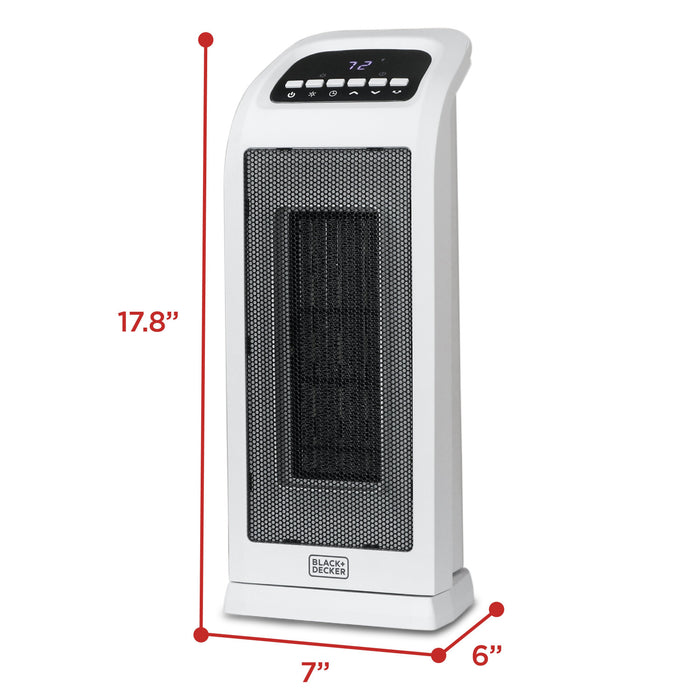 Black+Decker 18.7\" Oscillating Ceramic Tower Heater with Remote