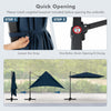Costway Patio 9.5FT Square Cantilever Offset Hanging Umbrella 2-Tier 360° Outdoor Navy