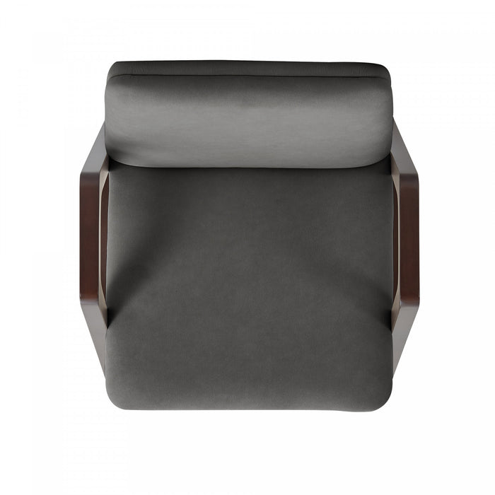 Stella Modern Wood Velvet Armchair in Graphite