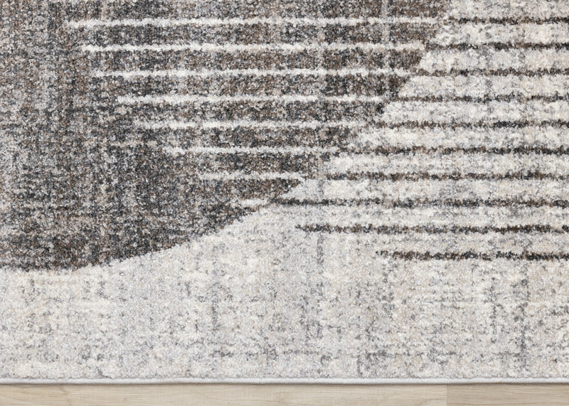 Solace Soft Low-Pile Grey White Merging Circles Area Rug - 6'7\" x 9'6\"