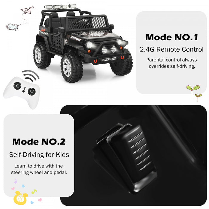 Costway 12v Kids Ride On Truck Remote Control Electric Car W/lights&music Black