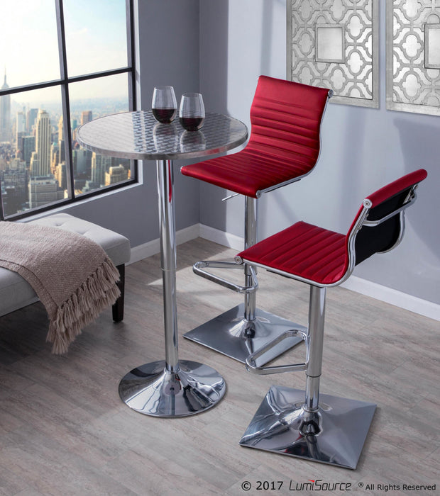 LumiSource Bistro Contemporary Adjustable Round Bar Dining Table - Silver