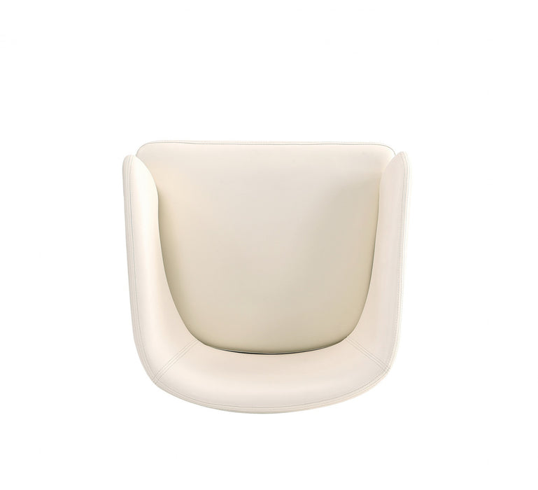 Reeva Modern Wood Vegan Leather Dining Chair in Cream - Set of 2
