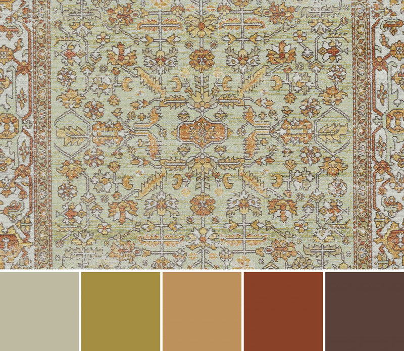 Hailey Traditional 7'10\" x 10'6\" Area Rug in Green Indoor Area Rug