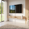 Nordika Slim 72" Wall-Mounted TV Stand with Storage Cabinet - Natural Blonde Oak | Meuble pour téléviseur mural mince Nordika de 72 po avec armoire de rangement - chêne blond naturel