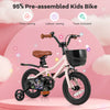 Costway 12" Kid's Bike With Training Wheels Adjustable Handlebar & Seat Handbrake Pink