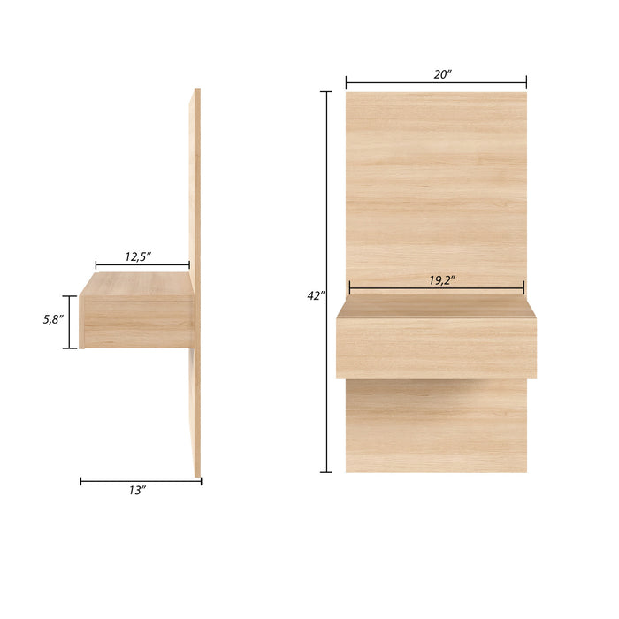 Nordika Milano Floating Nightstand Extension Panel Set Of 2 - Natural Blonde Oak