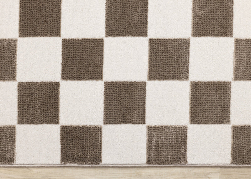 Leopold Checkered Brown White Geometric Area Rug - 7'10\" x 10'6\"