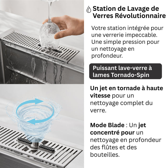 MultiSINK 33 in. Dual Mounted 3-Level Workstation Kitchen Sink, Faucet, Glass Rinser,Stainless Steel - E-XP31 Laundry Combo