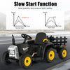 Costway 12v Kids Ride On Tractor With Trailer Ground Loader W/ Rc & Lights Dark Black