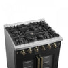Forno Galiano 30" Black Gas Range, 4.32 cu.ft- FFSGS6444-30BLK | Cuisiniere a gaz noire Galiano 30 pouces, 4,32 pi³ – FFSGS6444-30BLK