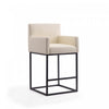 Ambassador Mid-Century Modern Metal Upholstered Barstool in Cream - Set of 2 Bar Stool | Tabouret de bar rembourre en metal style mid-century modern Ambassador, creme – Lot de 2