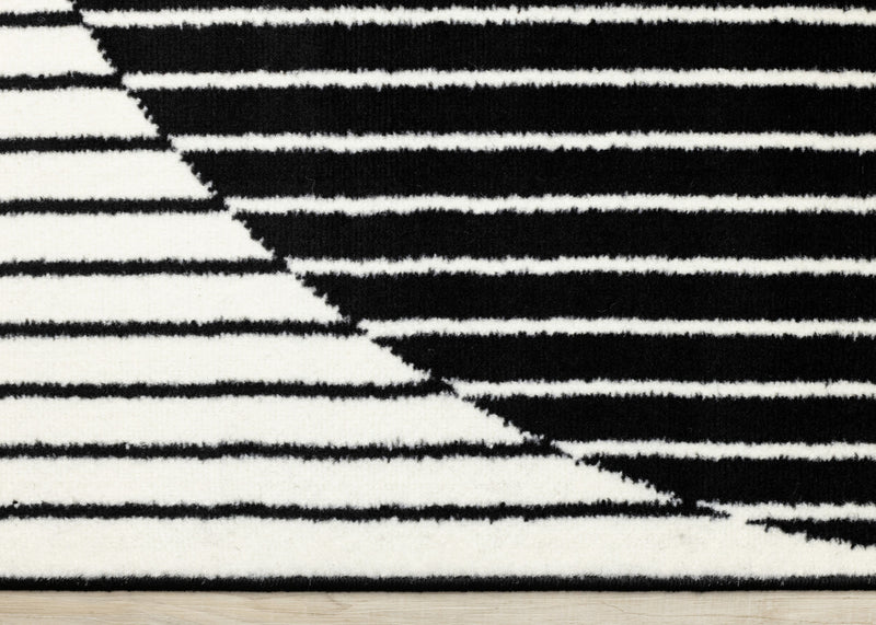 Forte Black White Stripes Contrasting Modern Area Rug - 7'9\" x 10'6\"