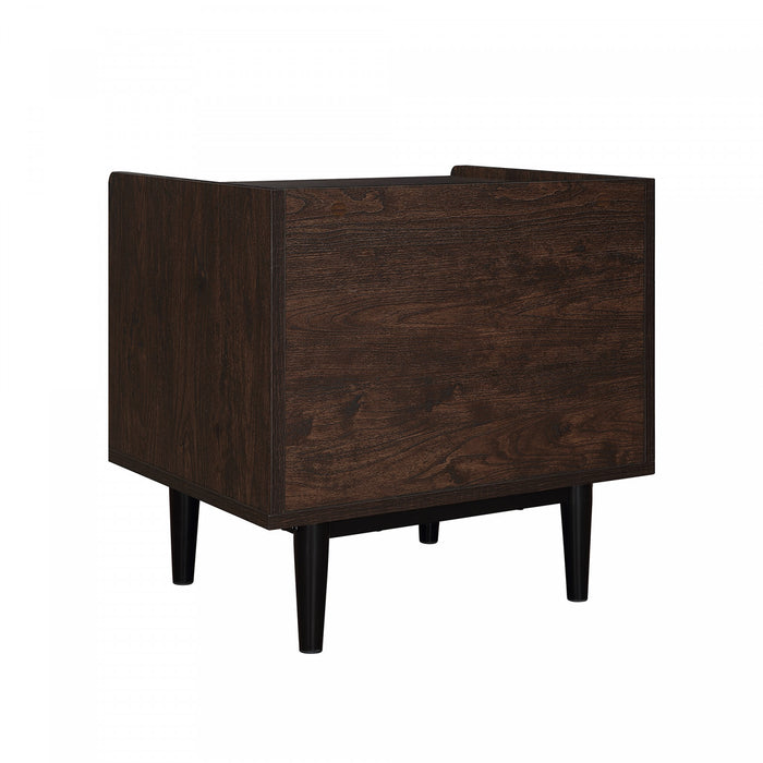 Duane Mid-Century Modern 20\" Fluted Nightstand in Navy Blue (1-Drawer) - Set of 2