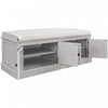 Daniel Solid Wood Storage Bench With 4-door Shoe Cabinet With Adjustable Shelves - Grey Wash | Daniel Banc De Rangement En Bois Massif Avec Armoire A Chaussures A 4 Portes Et Etageres Reglables, Finition Gris Vieilli