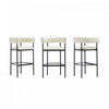 Onda Contemporary Vegan Leather Metal Upholstered Barstool in Ivory | Tabouret de bar contemporain Onda en cuir vegetalien et metal, rembourre, coloris ivoire