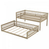 Ethan Full XL over Queen Bunk Bed with Ladder and Guardrails,Walnut Queen Bed | Lit superpose Ethan Full XL sur Queen avec echelle et barrieres de securite, noyer